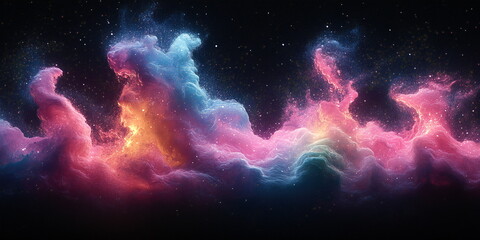 Abstract swirling colorful clouds against a dark background.  Perfect for science fiction themes. © PlanoDigitalArt