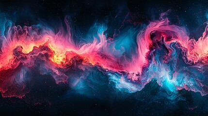 Fototapeta premium Colorful nebula cloud over dark space
