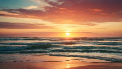 Fototapeta premium Breathtaking sunset waves captured in a stunning 4K vertical video, ideal for relaxation and nature enthusiasts, inspiring feelings of nostalgia and peaceful tranquility.