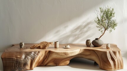 Obraz premium Product display podium with natural elements.