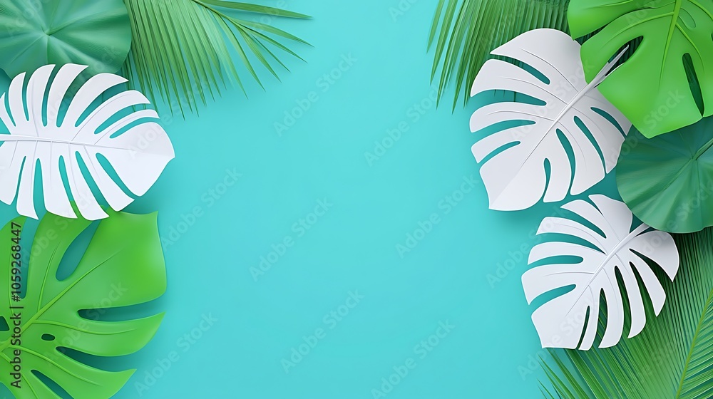 Poster tropical leaf background plain textured background for web design and copy