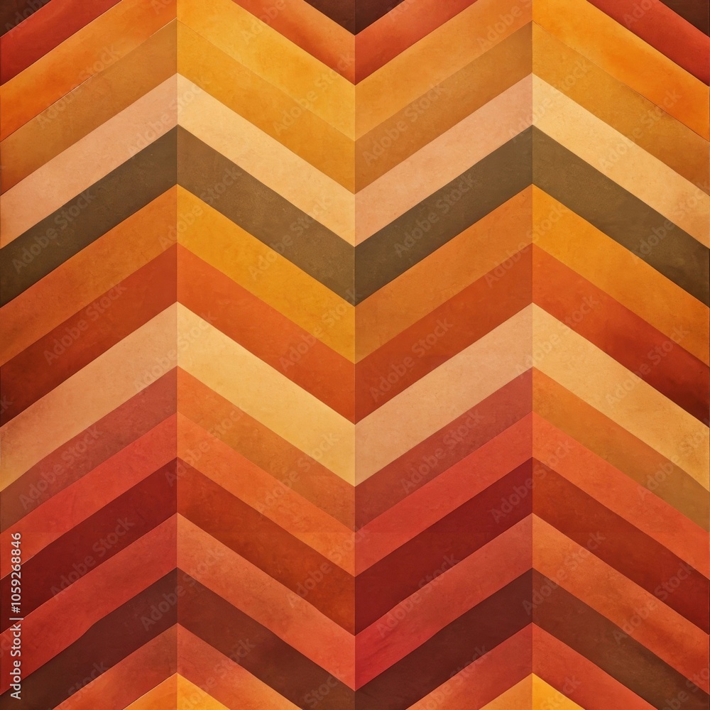 Poster warm toned chevron pattern with texture in retro style