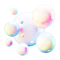 beautiful WHITE soap  bubbles floating WITH COLORFUL LIGHT  3d cartoon style illustration