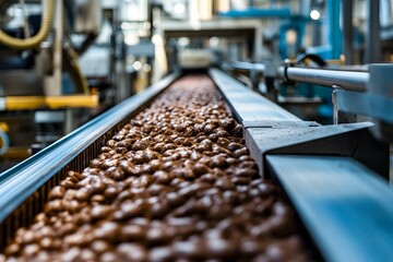 Industrial Process with Conveyor Belt and Goods