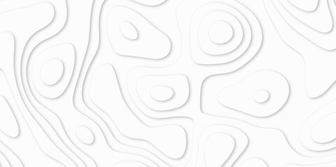 Abstract White paper cut background with lines. white line drawing geometric paper art design. 3d papercut decoration textured with wavy layers. 3d realistic design used for banner, posters. line maps