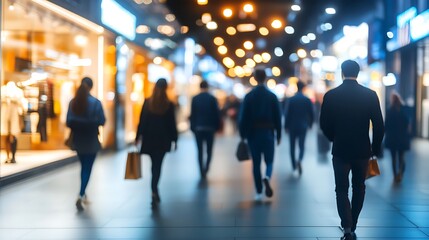 People Walking in City at Night Subtle Blur Background with Space for Custom Text