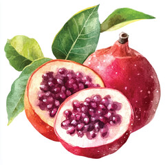 Gac fruit watercolor clipart illustratration