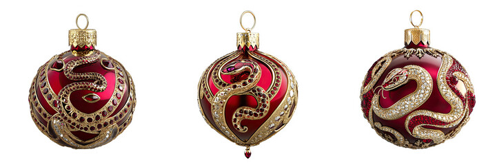 Naklejka premium Luxurious red ornament featuring intricate gold snake