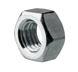 Metal nut isolated in white.