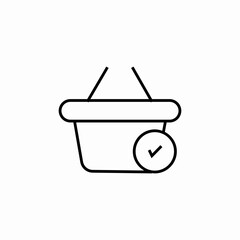 shopping basket check mark icon sign vector