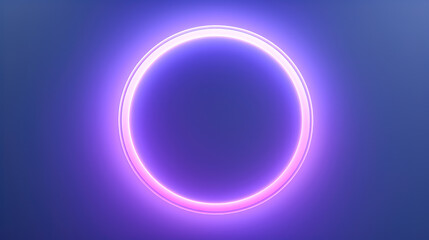 A luminous purple circle sits in the center against a calm blue background, creating a serene and futuristic ambiance.