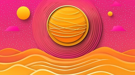 Abstract Paper Art of Sun and Stars Clean Blank Canvas with Empty Space for Designs