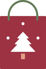 christmas shopping gift bag with christmas tree graphic