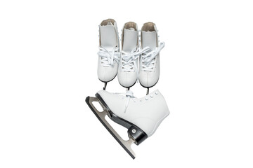 A pair of ice skates and a pair of ice skates with white lace on a transparent background. skates for ice skating.