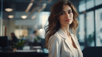 Portrait of a confident businesswoman in a modern office setting