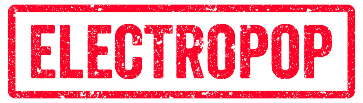 Electropop Stamp Transparent Seal, Red Grunge Music Genre Electropop Word Typography Rubber Stamp Seal