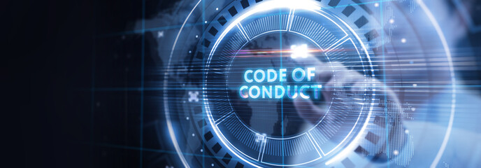 Business, Technology, Internet and network concept. Virtual screen of the future: Code of conduct.