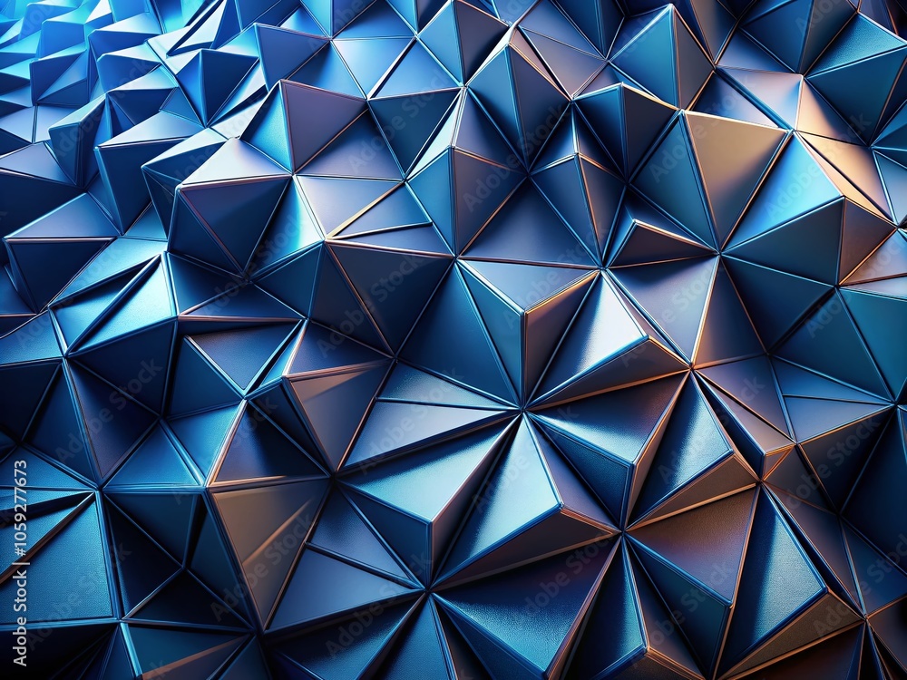 Poster closeup of dark blue triangles in layered 3d pattern - abstract geometric shapes for modern web desi