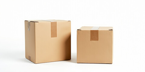 two cardboard boxes on a white background