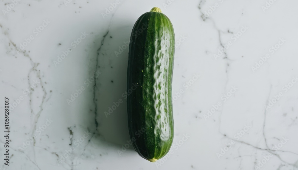 Poster fresh cucumber on a textured surface with natural lighting highlighting its features