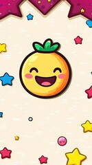 illustration of smiling fruits drawn on a white background