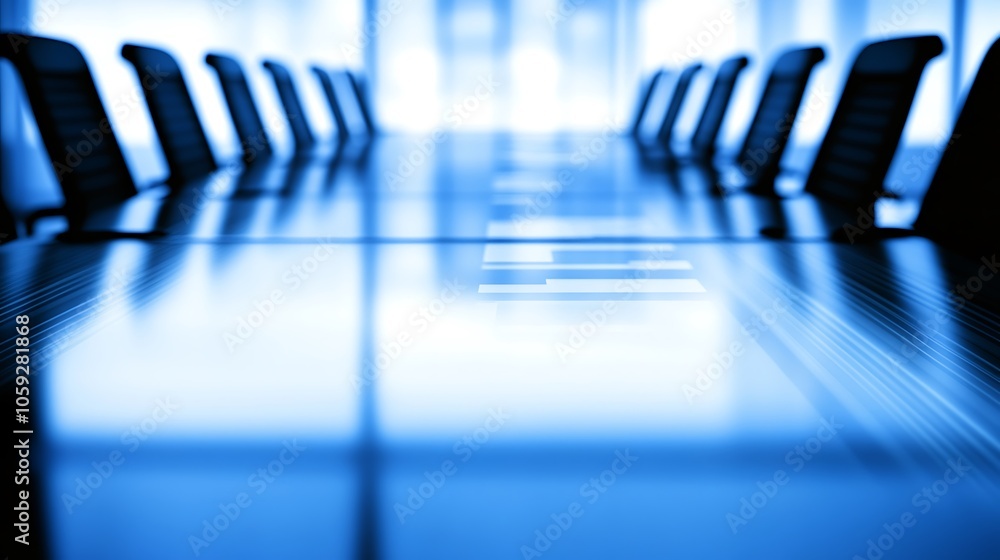 Poster empty meeting room table light gradient background with room for typography