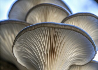 Close-up of White Oyster Mushroom in Macro Photography for Nature Enthusiasts and Culinary Inspiration