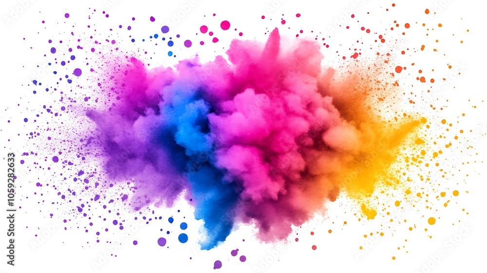 Poster colorful powder explosion subtle blur background with space for custom text