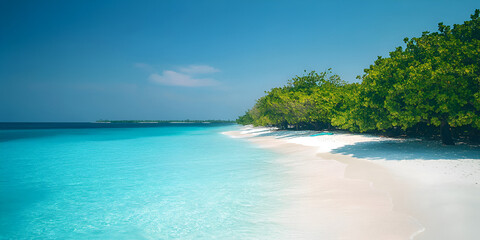 Fototapeta premium Pristine Beach with Clear Blue Waters