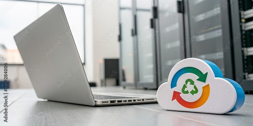 Poster cloud reload symbol for digital storage and backup solutions