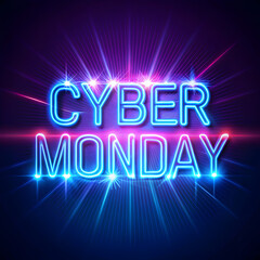 Fototapeta premium Radient cyber Monday text of light 