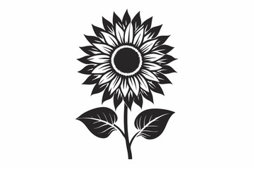 Sunflower Silhouette Vector in Full Bloom