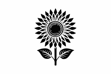 Sunflower Silhouette Vector in Full Bloom