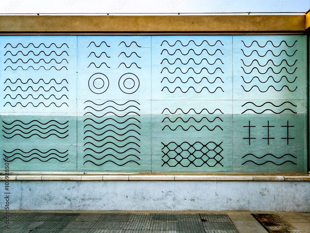 Poster collection of wavy and zigzag lines in black – horizontal thin wave and dotted patterns for graphic 