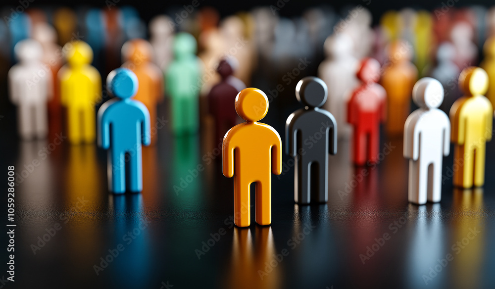 Poster colorful human figures representing diversity and connection in network. this 3d rendering showcases