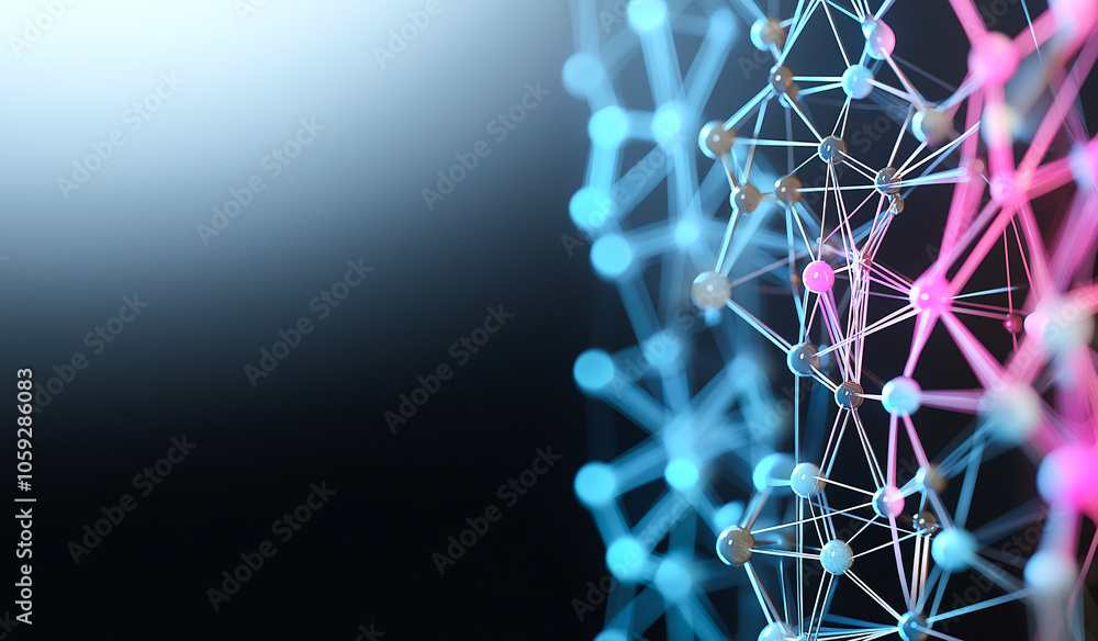 Poster 3d rendering of human network concept with colorful connections and nodes, showcasing technology and
