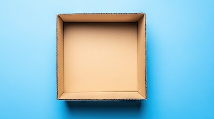Fototapeta premium Open cardboard parcel box on a simple background, capturing the ready-to-pack look for shipping, packaging, and logistics themes.