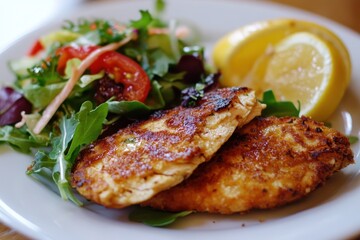 Schnitzel and salad in a sandwich