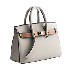 Tan and brown purse with a gold buckle. The purse is small and has a gold buckle. finding facts concepts isolated cutout on transparent png background