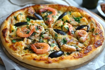Seafood pizza