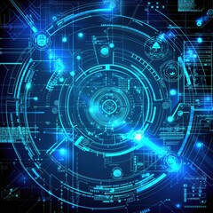 Obraz premium Futuristic Computer Science Design Background with Symbols