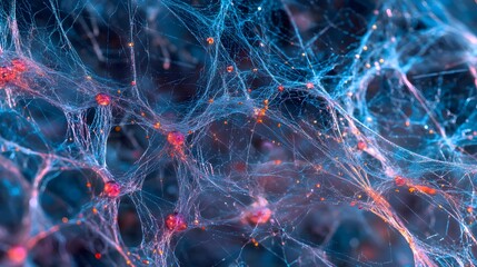 The fine strands of a spider's web captured under a biological microscope, showcasing vibrant textures and intricate geometry in high-resolution detail.