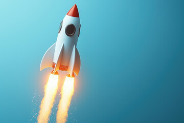 Rocket on a blue background