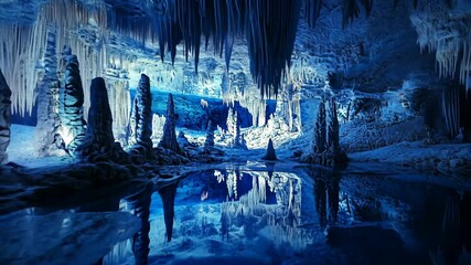 A stunning view of the Blue Grotto, a natural sea cave on the island of Capri, Italy
