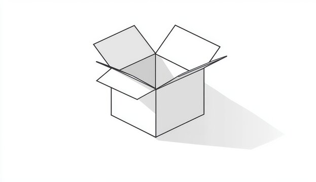 recommend clip art: This is a continuous one-line illustration of a cardboard box. Speedy delivery, a carton box, shipping, packaging, transport and a cardboard box in a doodle style. Modern illustration.