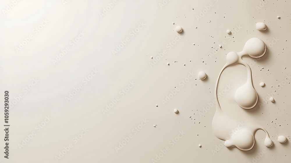 Poster subtle illustration of beige water droplets on smooth surface, creating calming and serene atmospher