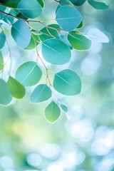 Vertical Eucalyptus leaves. branch eucalyptus tree nature background.
