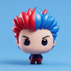 Colorful Anime-Style Character on a Blue Background