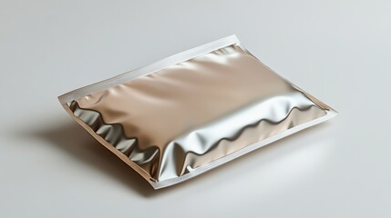 Realistic 3D mockup of a foil bag, shown on a white background, ideal for sleek and modern product packaging presentations, perfect for social media showcases. High resolution Illustration, in the