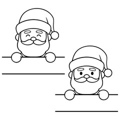 Santa Claus illustration standing behind a sign